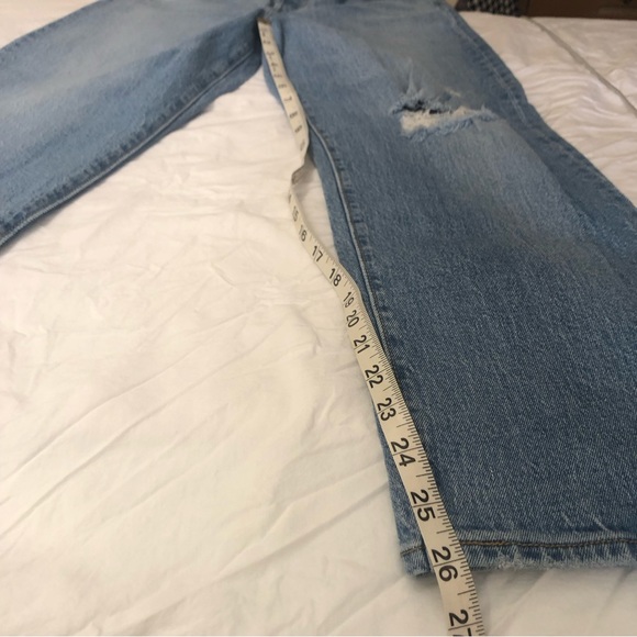 Levi’s Premium Ribcage Straight Ankle Jeans Size 29 Small Rip High waisted - Picture 14 of 14
